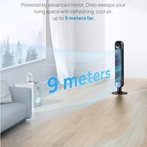 Dreo 42 Inch Tower Fan, 6 Speeds Standing Fan, 7.3m/s Quiet Bladeless Cooling Fan, 90° Oscillating Electric Fan, 4 Modes, 12H Timer, LED Display, Portable Indoor Floor Fan for Bedroom, Home