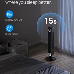 Dreo 42 Inch Tower Fan, 6 Speeds Standing Fan, 7.3m/s Quiet Bladeless Cooling Fan, 90° Oscillating Electric Fan, 4 Modes, 12H Timer, LED Display, Portable Indoor Floor Fan for Bedroom, Home