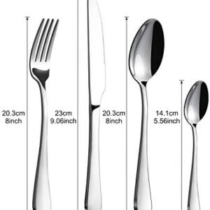 Cutlery Set, BEWOS 16 Piece Stainless Steel Flatware Set, Tableware Silverware Set with Spoon Knife and Fork Set, Service for 4, Dishwasher Safe/Easy Clean, Mirror Polished