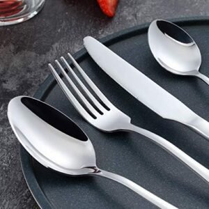 Cutlery Set, BEWOS 32 Piece Stainless Steel Flatware Set, Tableware Silverware Set with Spoon Knife and Fork Set, Service for 8, Dishwasher Safe/Easy Clean, Mirror Polished