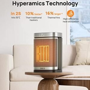 Dreo Space Heater, 70° Oscillating Electric PTC Ceramic Heater with Thermostat, Remote Control, 3-Mode 3-Speed, 1-12H Timer, Overheating & Tip-Over Protection, Energy-Saving-ECO-Mode, Atom One