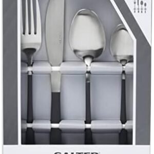 Salter BW09388 16 Piece Cutlery Set - Full Pearlies Black Silver Plated Stainless Steel Flatware