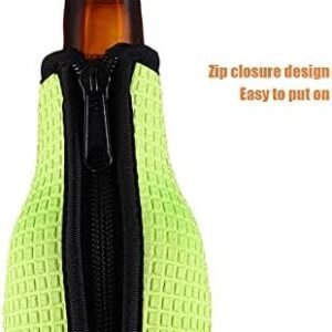 WK ieason Beer Bottle Sleeve Insulators 12oz 330ml Standard Beer Bottle Cooler Covers Zip-up Bottle Jacket 12OZ Beer Bottle Holder Non-Slip Thick Neoprene Sleeves (Orange/Green/Black/Light Blue)