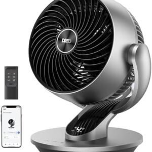 Dreo Smart Table Fan for Bedroom, 28dB Silent Air Circulator Fan with Remote, 7 Inch Diameter Cooling Quiet Desk Fan, 120° Vertical Manual+90° Horizontal Oscillating, 4 Speeds, 5 Modes, 12H Timer