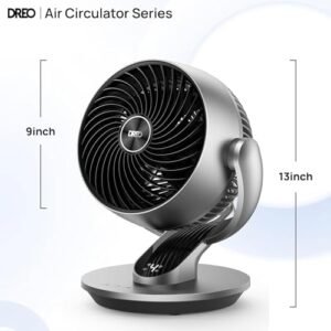 Dreo Smart Table Fan for Bedroom, 28dB Silent Air Circulator Fan with Remote, 7 Inch Diameter Cooling Quiet Desk Fan, 120° Vertical Manual+90° Horizontal Oscillating, 4 Speeds, 5 Modes, 12H Timer