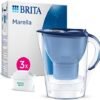 BRITA Marella Water Filter Jug Blue (2.4L) Starter Pack incl. 3x MAXTRA PRO All-in-1 cartridge - fridge-fitting jug with digital LTI and Flip-Lid - now in sustainable Smart Box packaging