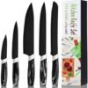 BEWOS Kitchen Knife Set, 5PCS Professional Kitchen Knives with Chef Knife, Bread Knife, Slicing Knife, Utility Knife & Paring Knives, Stainless Steel Sharp Knife Set for Kitchen, Dishwasher Safe