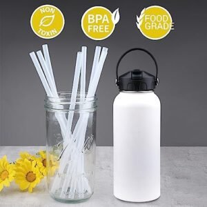 WK ieason Replacement Plastic Straws Reusable Drinking Starws Compatible with Hydro Flask Water Bottle 18-64oz and Other Brands with 2 Straw Brushes, Non Toxic Clear Straws