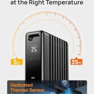 Dreo Oil Filled Radiator 2000W,Electric Portable Space Oil Heater 9 Fins with Remote Control,24h Timer,3 Heat Settings,4 Modes,Digital Thermostat,Overheat & Tip-Over Protection,Quiet,Home,Grey