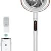 Dreo 43 Inch Smart Pedestal Fan for Bedroom, 25dB Silent Standing Fan with Remote, 120°+105° Oscillating Air Circulator Fan, 6 Modes, 8 Speeds, Works with Alexa/Google, PolyFan 513S, White