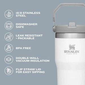 Stanley IceFlow Stainless Steel Tumbler - Vacuum Insulated Water Bottle for Home, Office or Car Reusable Cup with Straw Leak Resistant Flip Cold for 12 Hours or Iced for 2 Days, Ash, 30OZ