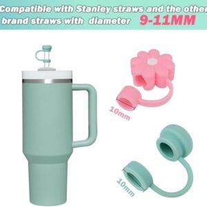 WK IEASON 4pcs Silicone Straw Cover Lids for Stanley Cup 40/30 Oz, Stanley Cup Accessories for Reusable Straws 0.4 in/10 mm Diameter Straw Toppers, Dust-Proof Drinking Straw Tips Protector