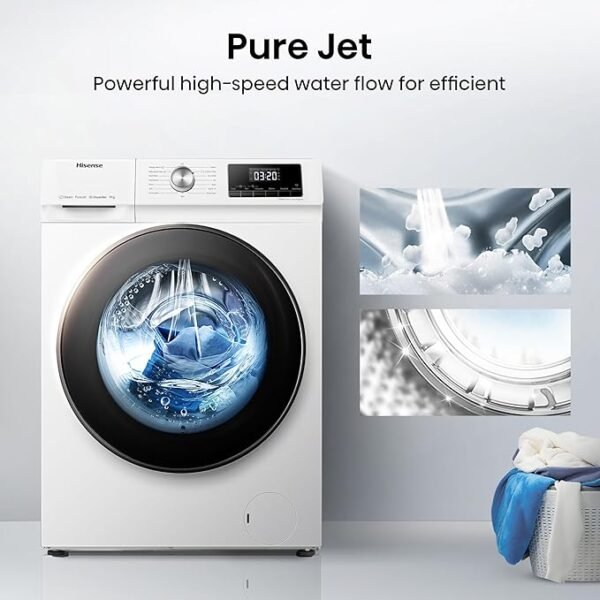 Hisense WDQA8014EVJM 60cm Freestanding 8 KG Front Load Washer Dryer - 1400 RPM - Pure Steam - PureJet - Pause and Add - Inverter Motor - White [Energy Class D]