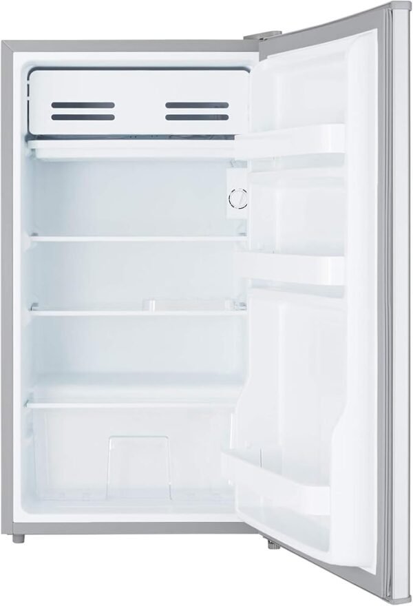 Cookology UCIF93 Undercounter Freestanding Fridge 93 Litre Capacity, Features an Adjustable Temperature Control and Legs, Reversible Door and Chiller Box - in Silver [Energy Class F]